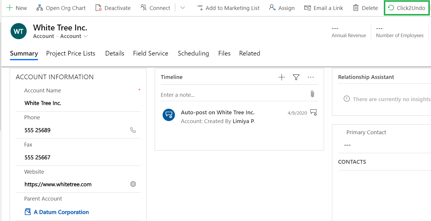 Undo Recent Changes in Dynamics 365 CRM