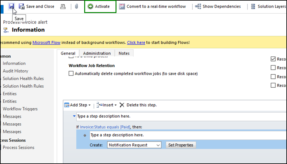 Event Based Alert Dynamics 365