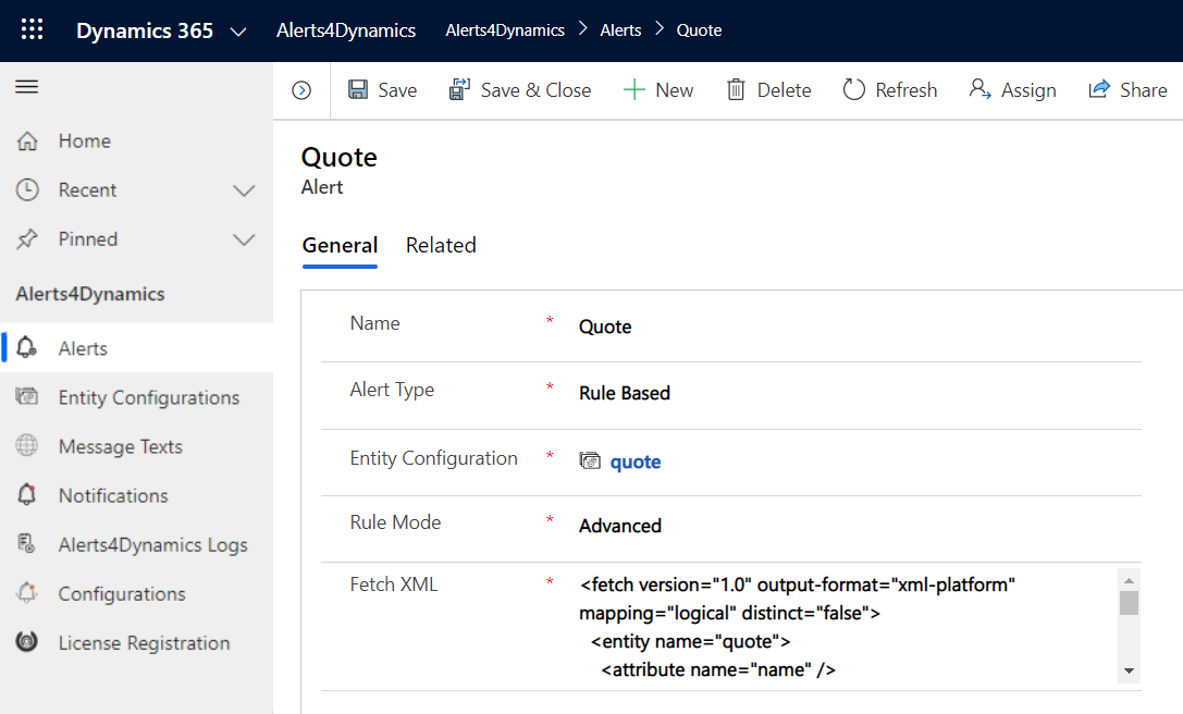 Rule-Based Alert Dynamics 365 CRM