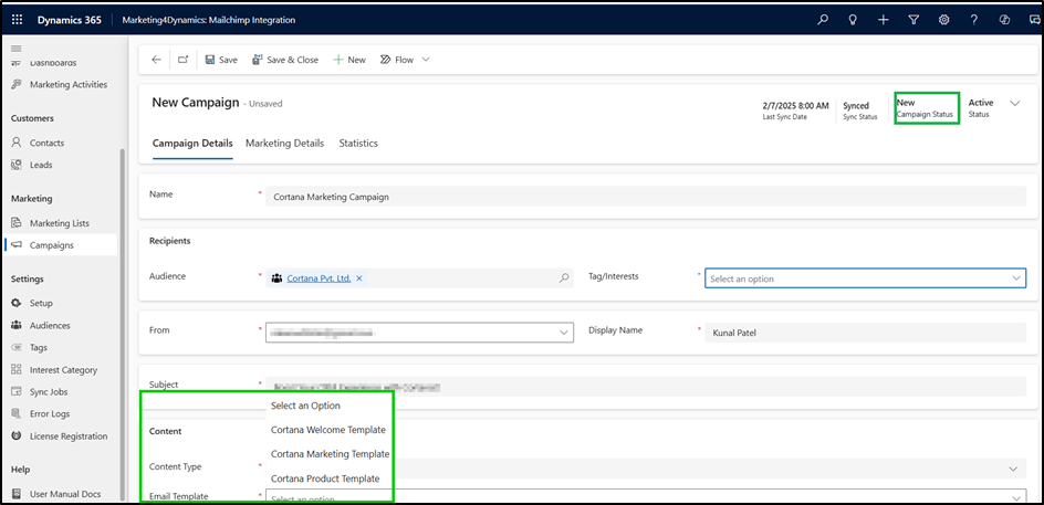 Design, Sync, & Send Mailchimp Campaigns Within Dynamics 365