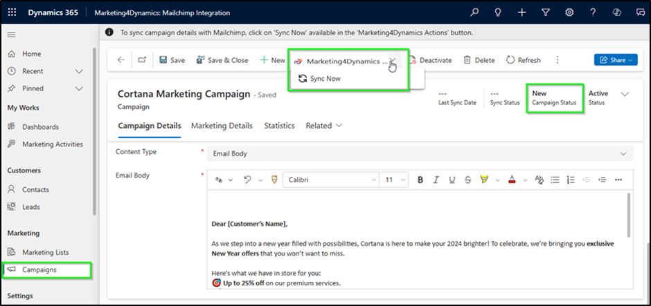 Design, Sync, & Send Mailchimp Campaigns Within Dynamics 365