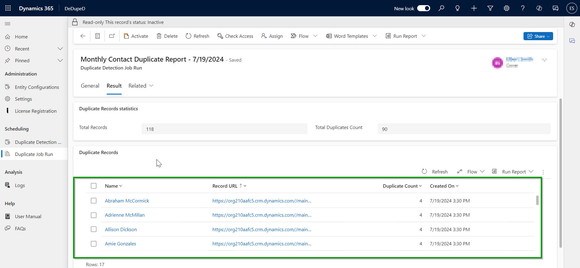 Schedule Duplicate Detection Job